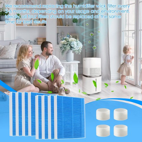 8-Pack 6000S Humidifier Wick Filters for Levoit Superior 6000s Filter Replacement with 4-Pack Top Fill Humidifier Filters ,6-Month Lasting Multi-Layer Filtration,Tap Water Compatible Replacement