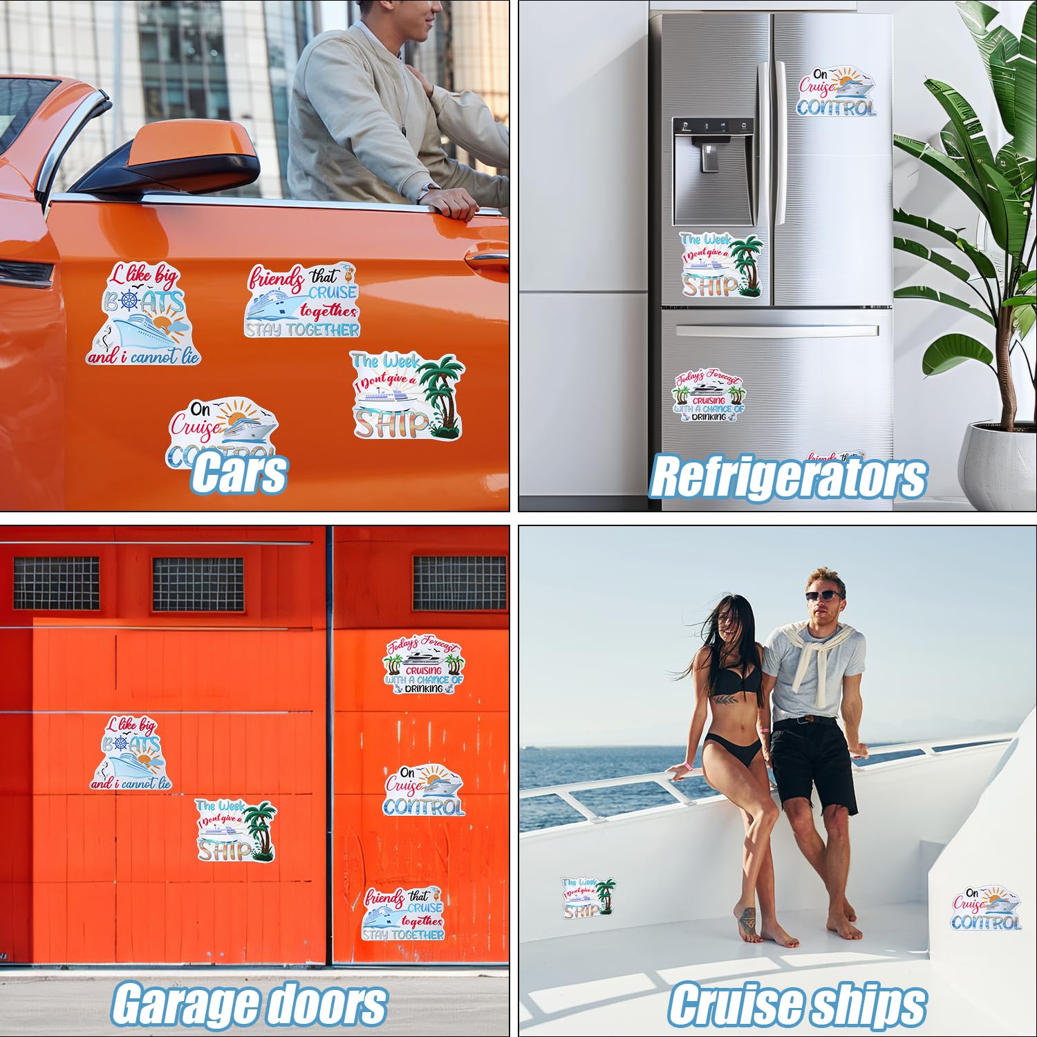 5pcs Family Cruise Magnets - 5 Styles Large Ship Door Magnets, Reusable for Cruise, Ship, Car, Refrigerator
