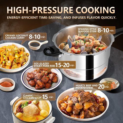 Pressure Cooker 8 qt+ Aluminum, ollas de presión para cocinar pressure cooker 8 qt All Stovetops Induction Compatible Thickened Pressure Cooker with Spring