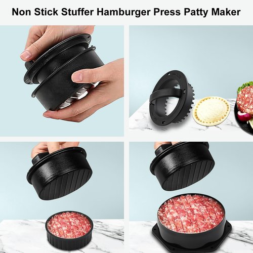POLIGO Smash Burger Press Kit - 4 in 1 Hamburger Patty Storage Containers,6.69" Round Cast Iron Smash Bacon Press- Non Stick Smash Burger Press Set for Grill and Griddle Cooking
