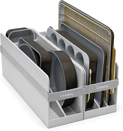 Caraway Nonstick Ceramic Bakeware Set - 11 Pieces with Assorted Pans & Cooling Rack - Non-Toxic, PTFE & PFOA Free - Black