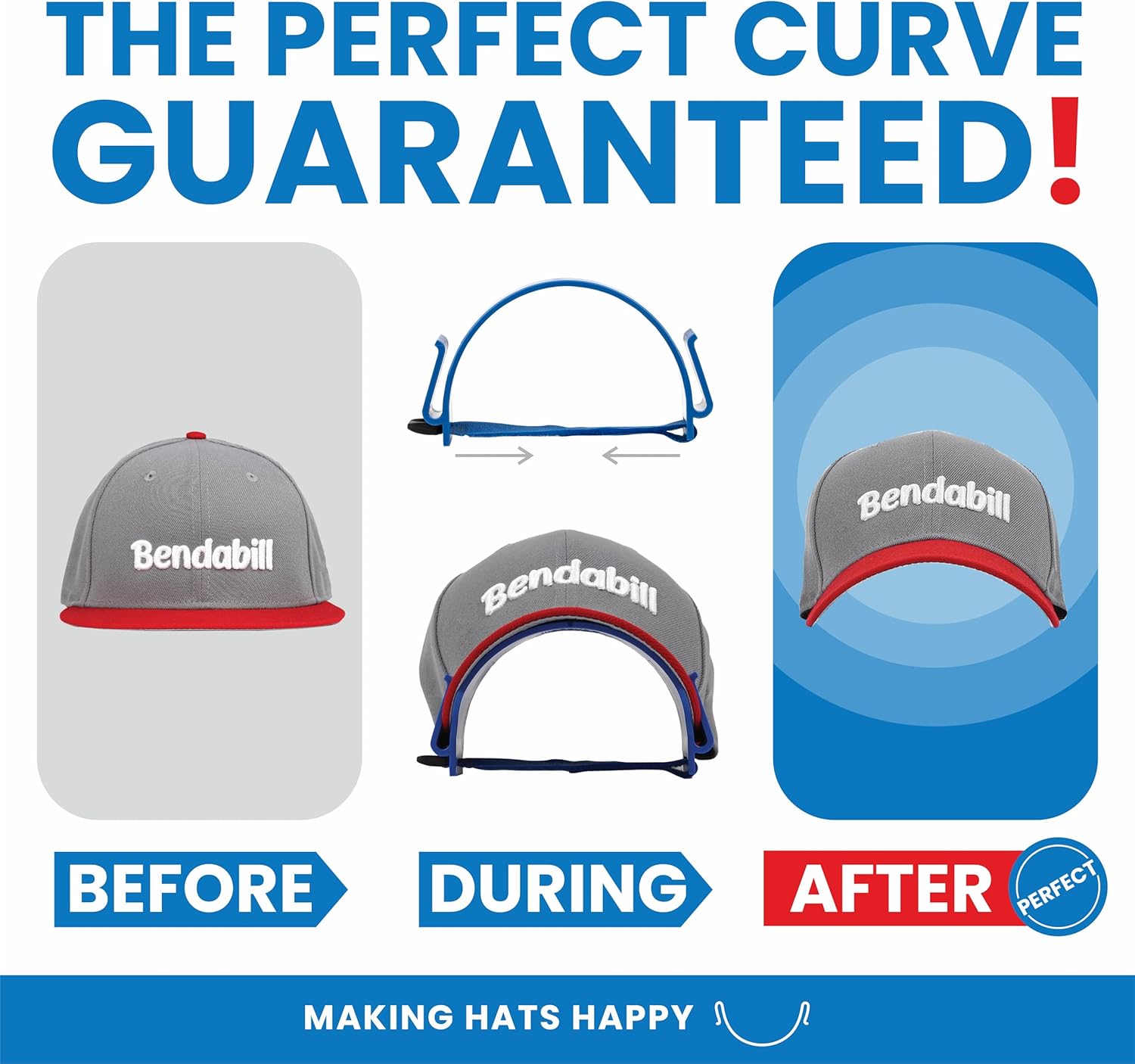 Pro Hat Brim Bender - Guaranteed Perfect Curve Shaper Tool for All Hats | Steaming Optional