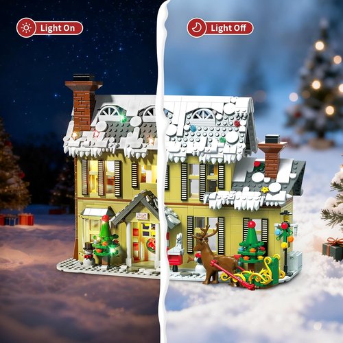 2025 Gingerbread House Building Block Set by [Brand Name] - Festive Sleigh, Holiday Animals & LED Lights | 1405 PCS for Adults & Teens