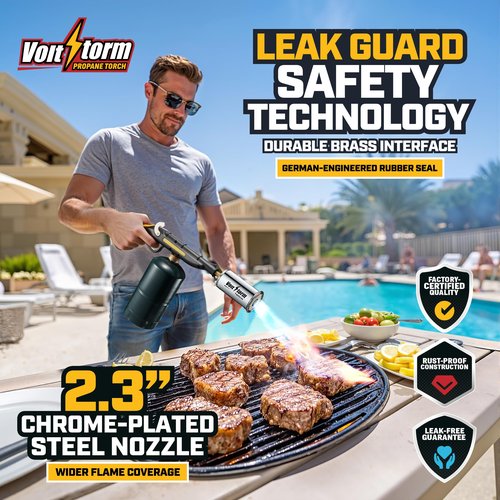 Cooking Torch Kitchen Blow Torch Flamethrower, Grill Gun Propane Torch Flame Thrower Gun with High Output, Adjustable Flame,Food Sous Vide Culinary Torch for Searing Steaks Campfires-Tank Not Included