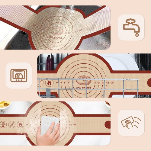 Silicone Bread Sling for Dutch Oven, 2 PCS Red Non-Stick & Reusable Bread Baking Mat with Extra Long Handles, Easy and Safe Sourdough Transfer, Dishwasher Safe Baker's Tools, Round and oval