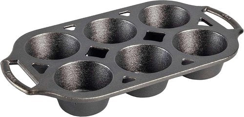 Lodge Cast Iron Muffin Pan - Durable Non-Stick Bakeware for Perfect Muffins | 6-Cup Capacity