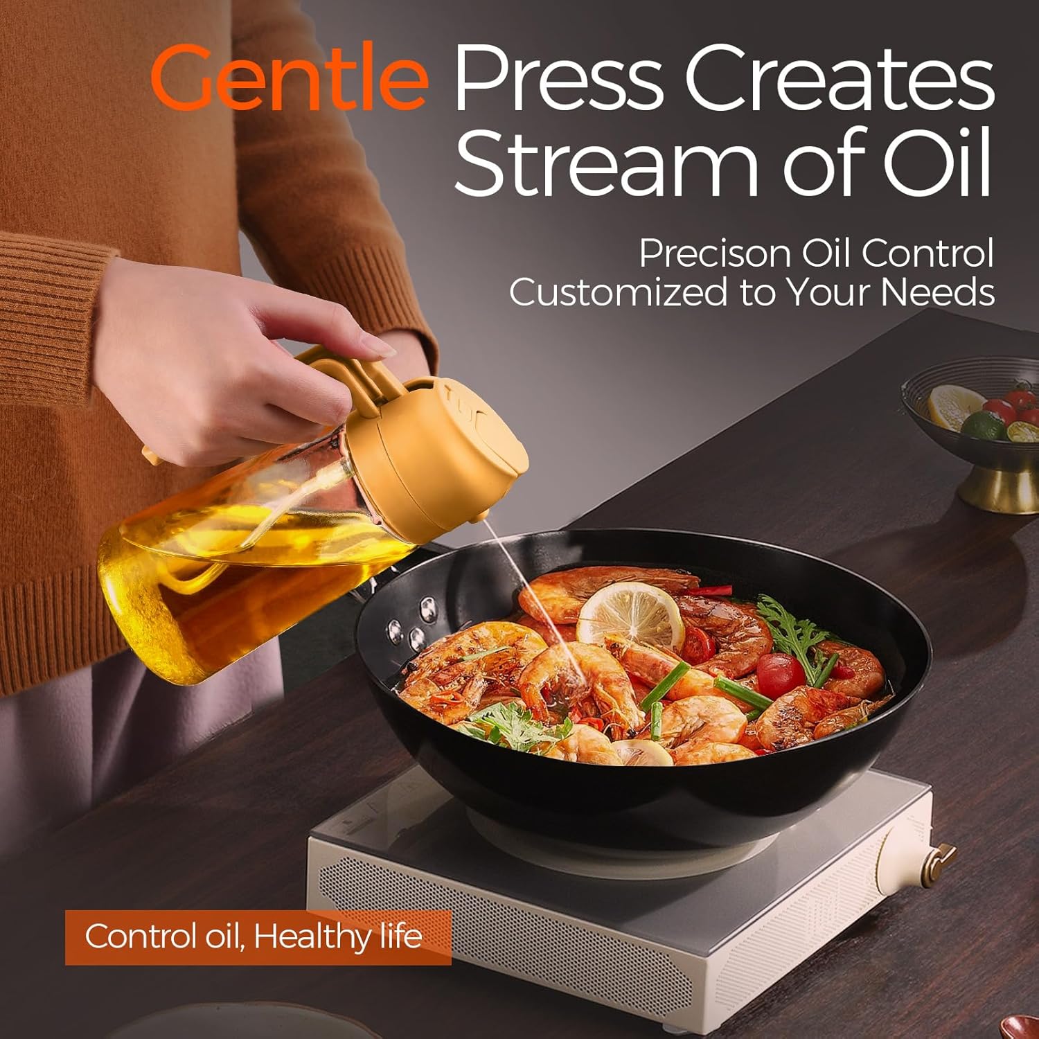 YARRAMATE Glass Olive Oil Sprayer - 16oz Food Grade Premium Dispenser with Portion Control | Orange