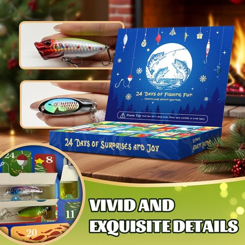 Fishing Advent Calendar 2026 - 24-Day Countdown Fishing Lure Tackle Kit for Bass & Trout | Perfect Christmas Gift for Dad or Husband