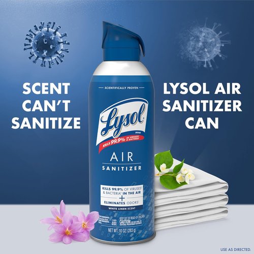 Lysol Air Sanitizer Spray - Bacterial Odor Eliminator for Home & Office | White Linen Scent, 10 oz (Pack of 3)