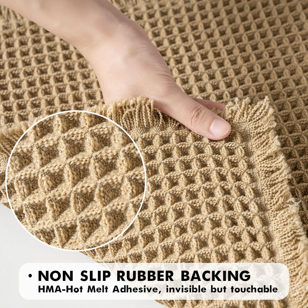 MIULEE Waffle Bathroom Rugs Set of 2 - Non-Slip, Super Absorbent & Ultra Soft | Brown, 18x30 Inch