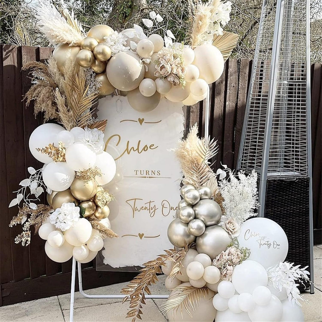 Number 1 Balloon - 40 Inch Gold Foil with 60 Pcs White & Nude Cream Confetti Balloons | Perfect for 1st Birthday & Boho Weddings
