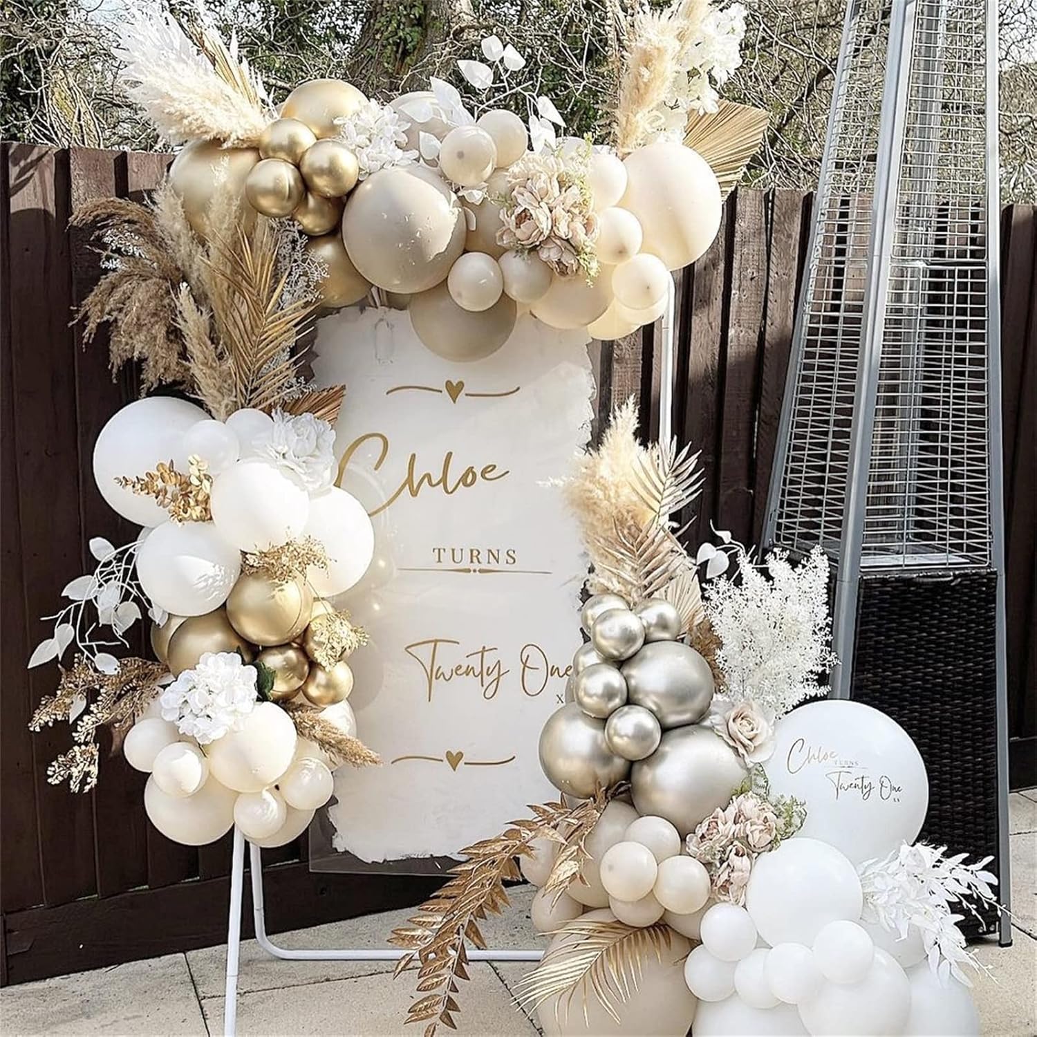 Number 1 Balloon - 40 Inch Gold Foil with 60 Pcs White & Nude Cream Confetti Balloons | Perfect for 1st Birthday & Boho Weddings