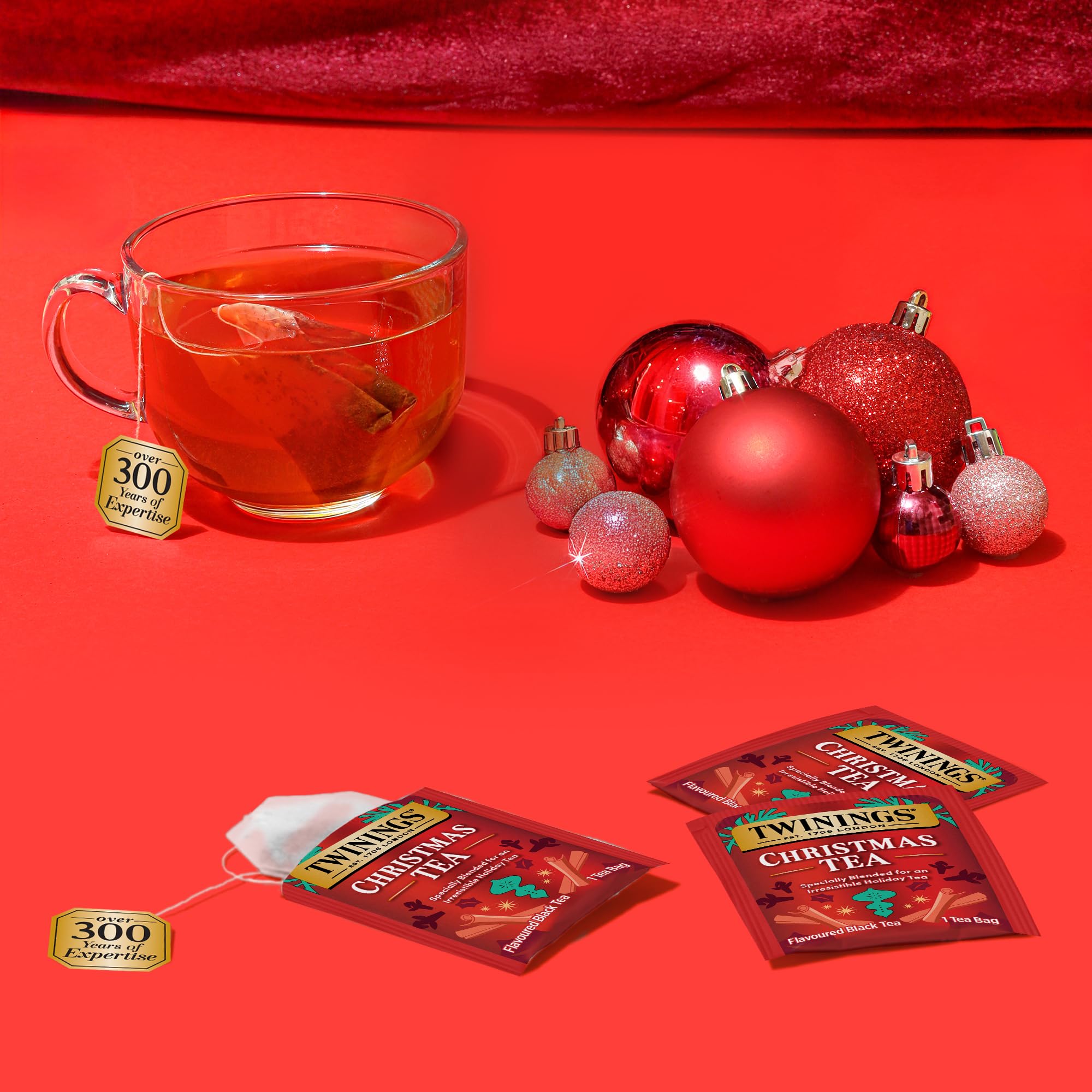 Twinings Christmas Holiday Variety Tea Bag Pack (40 Count) 4 Flavours Include Christmas Tea, Winter Spice, Gingerbread Joy, Peppermint Cheer, Seasonal Gift for Her, Him, Family, Friends