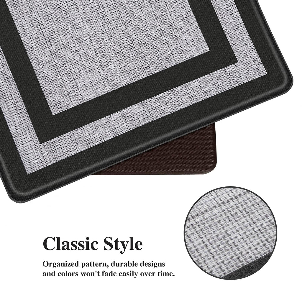 Mattitude Kitchen Mats Set of 2 Cushioned Rugs Anti-Fatigue Mats for Kitchen Floor,Waterproof Non-Slip Mats and Rugs Set for Office,Floor,Laundry 17.3"×29"+17.3"×59",Black