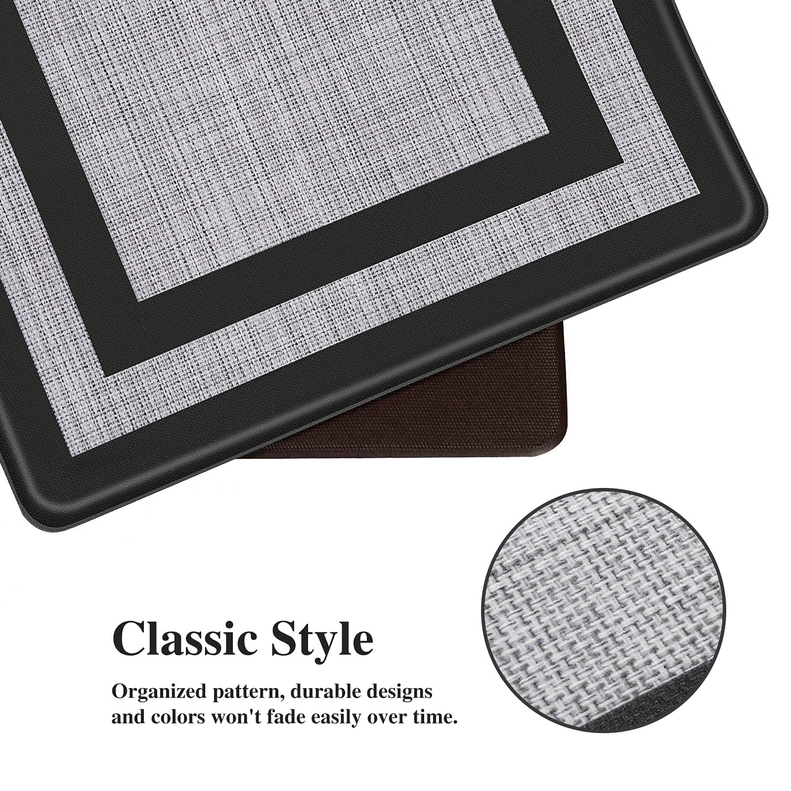Mattitude Kitchen Mats Set of 2 Cushioned Rugs Anti-Fatigue Mats for Kitchen Floor,Waterproof Non-Slip Mats and Rugs Set for Office,Floor,Laundry 17.3"×29"+17.3"×59",Black