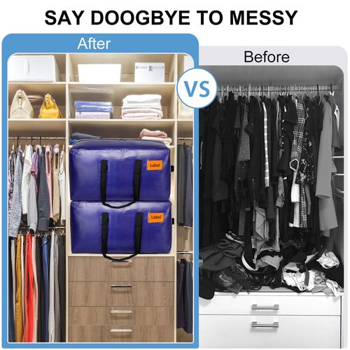 KRYSTY 8-Pack Moving Bags and Large Storage Bags with Strong Handles，Durable Zippers，Heavy Duty Moving Bags for Space Saving and Moving Supplies