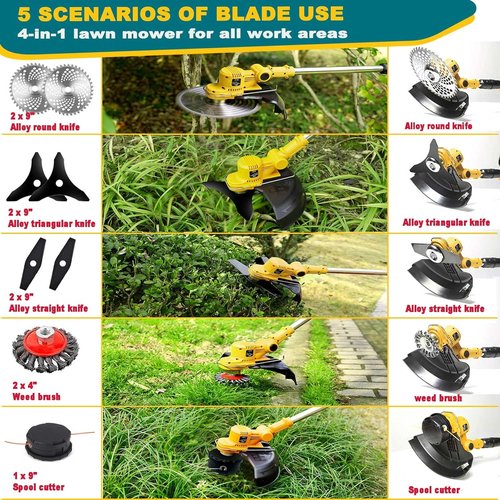 Dewalt 20V MAX Cordless Weed Wacker - 4-in-1 Electric Trimmer with 5 Blades for Lawn & Yard Care