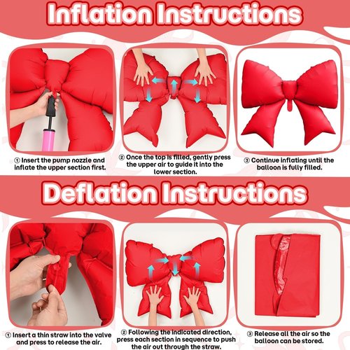 32 Inch Red Heart Balloons, Large Bow Foil Balloons, 10Pcs 38" Giant Matt Red Bow-knot Balloon with 18" Metallic Heart Shape Helium Balloon Set for Birthday Wedding Bachelorette Anniversary Valentine