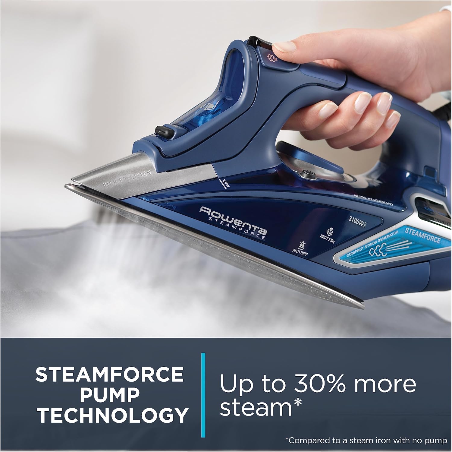 Rowenta Steam Force Iron - 1800 Watts Stainless Steel Soleplate with 400 Microsteam Holes | Precision Tip for All Fabrics