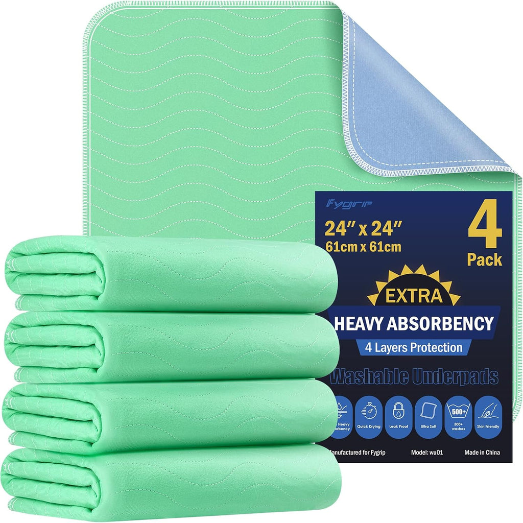 Skiennix 24” x 24” Extra Heavy Absorbency Washable Underpads - Waterproof Incontinence Bed Pads for Adults & Dogs