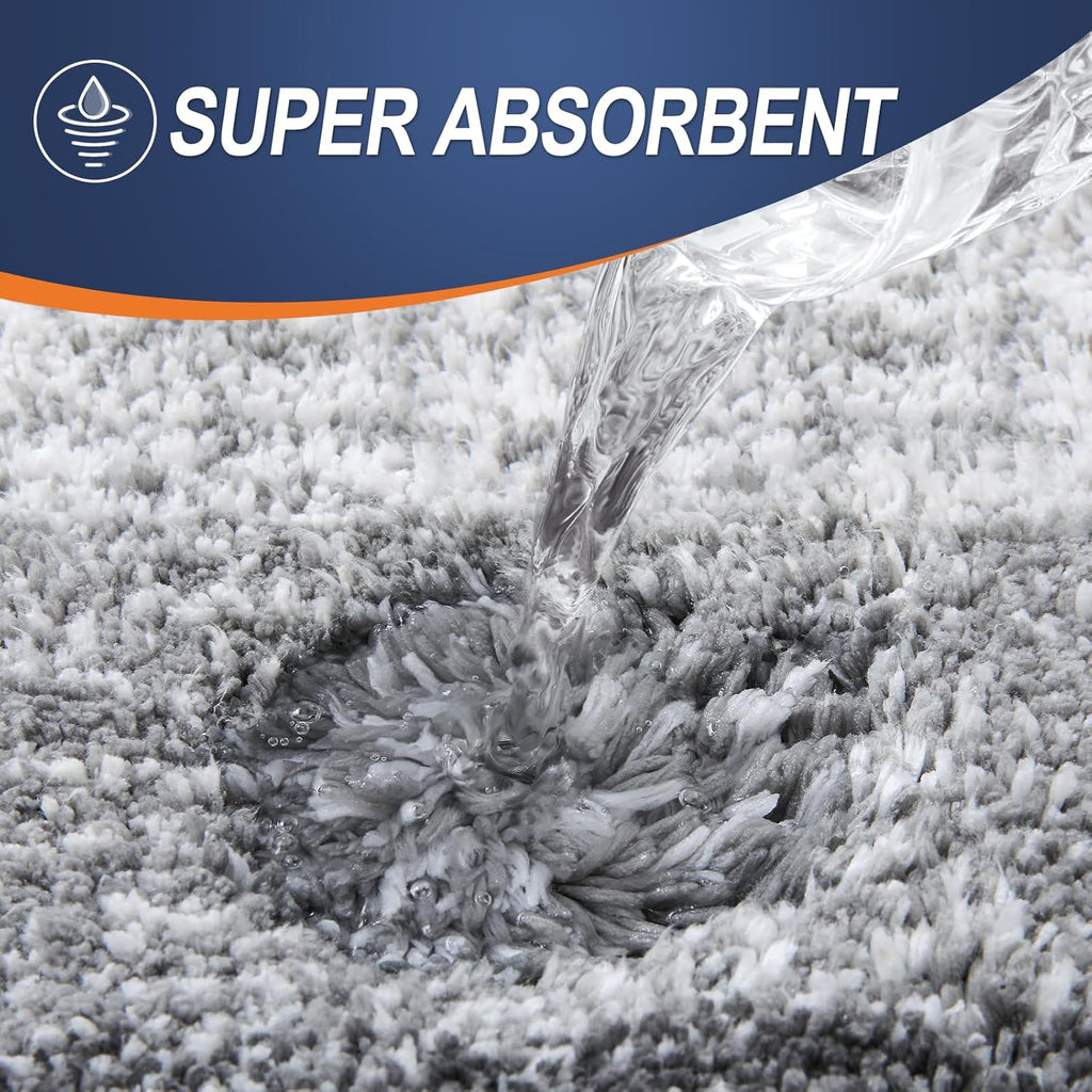 OLANLY Bathroom Rug Mat - Extra Soft Microfiber Non-Slip Shaggy Bath Carpet Runner | 47x20 Inches, Grey