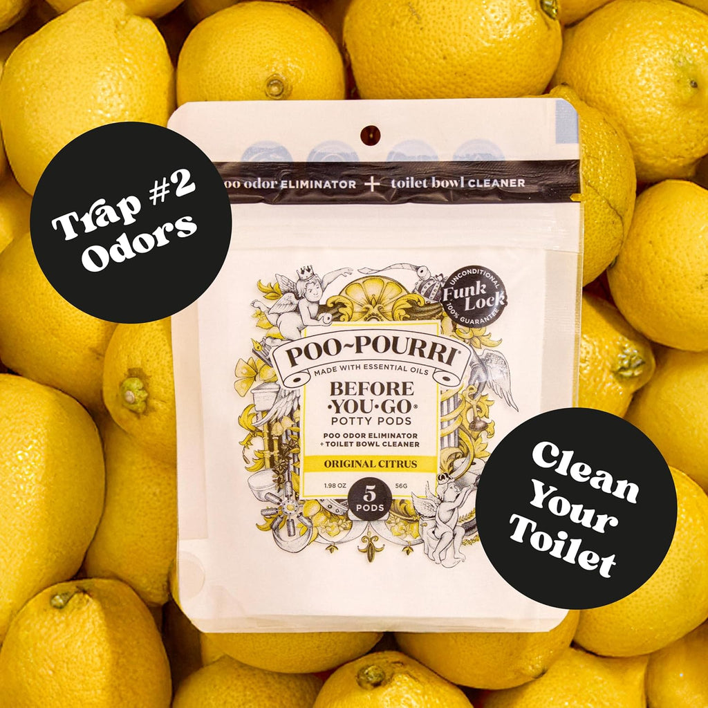 Poo-Pourri Before-You-Go Toilet Potty Pods - Original Citrus Scent, 5 Ct | Bathroom Odor Deodorizer & Cleaner