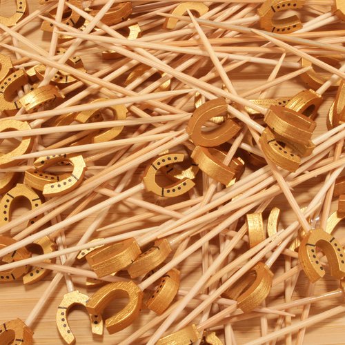 BambooMN 4.7" Decorative Lucky Horseshoe End Bamboo Cocktail Fruit Sandwich Picks Skewers for Catered Events, Holiday's, Restaurants or Buffets Party Supplies, 1000 Pieces