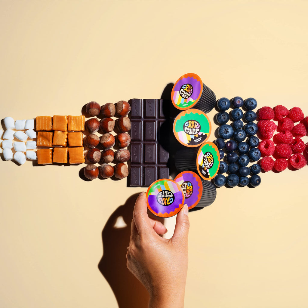 Crazy Cups Decaf Blueberry Coffee Pods Variety Pack, Decaf Magic Berries Hot or Iced Flavored Hot or Iced Coffee Pods, Single Serve Recyclable Pods Compatible With Keurig K Cup Brewers, 24 Count