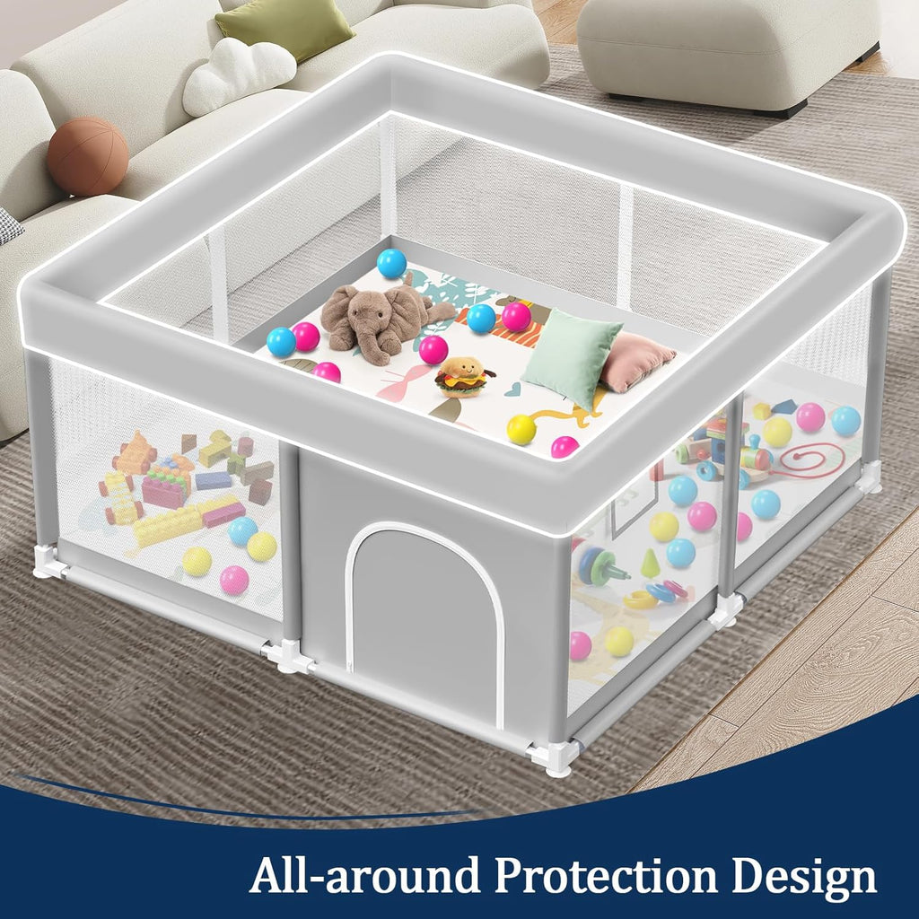 Skiennix Baby Playpen - 50x50 Inch Waterproof Mat for Safe Indoor Play | Toddler Activity Center