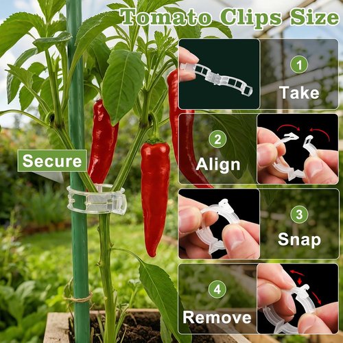 Feed Garden 120Pcs Plant Clips - Reusable Supports for Climbing Plants, Tomatoes, Cucumbers & More | White