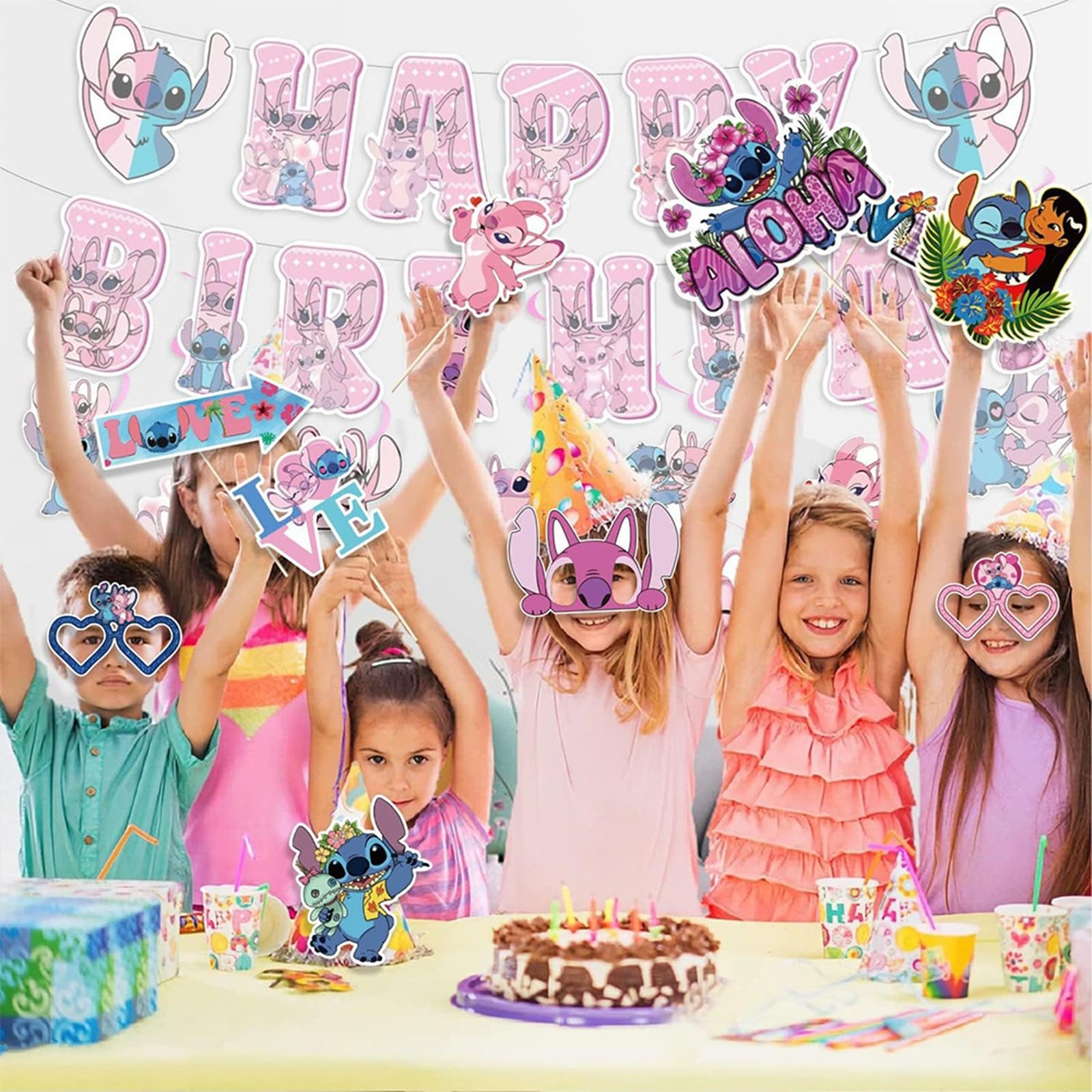22 Pcs Party Decorations, Cute Photo Booth Props, Cartoon Party Supplies for Girls and Boys, Birthday Party Celebration Decoration Photography Props