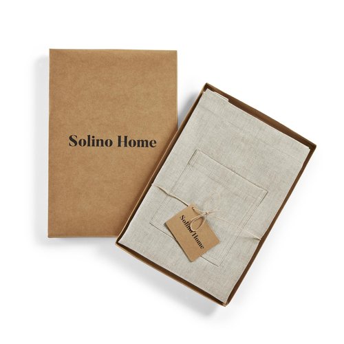 Solino Home Linen Bib Apron for Men & Women - 100% Pure Linen Light Natural Kitchen Apron with Front Pockets - Handcrafted from European Flax