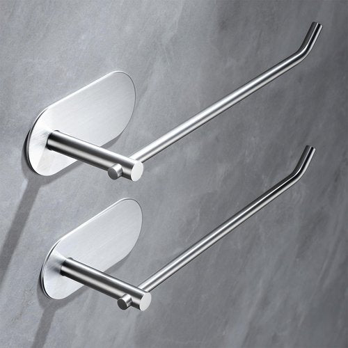 SUNTECH Hand Towel Holder 2 Packs,9-Inch Self-Adhesive Hand Towel Rack for Bathroom and Kitchen, Brushed Stainless Steel Wall Mount Towel Bar,No Drilling