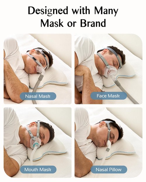 Joynox Travel Memory Foam CPAP Bed Pillow for Side & Back Sleepers, Portable Sleep Apnea Pillow with Storage Bag for All CPAP Masks Users, Washable Neck Support Pillow for Hotels Camping