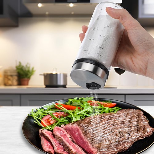 Gjinxi Salt Pepper Shakers with Adjustable Pour Holes, Clear Glass Seasoning Shakers, Moisture Resistant Seasoning Shaker, Spice Dispenser for Season, Picnics