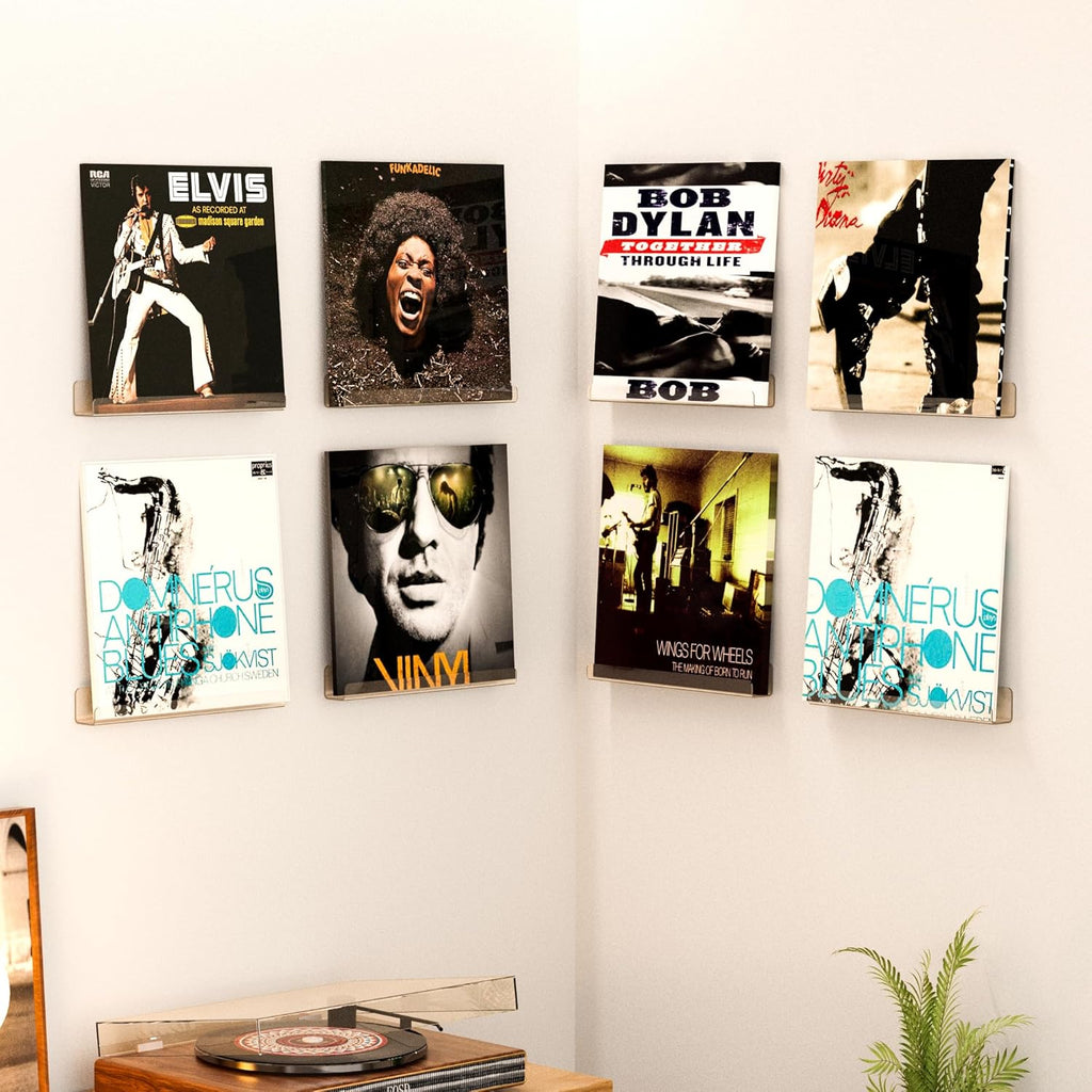 Upsimples 8 Pack Vinyl Record Wall Mount Shelves - 12" Clear Acrylic Album Display & Storage | Perfect for Kids Bookshelf, Magazine Rack, Wall Decor