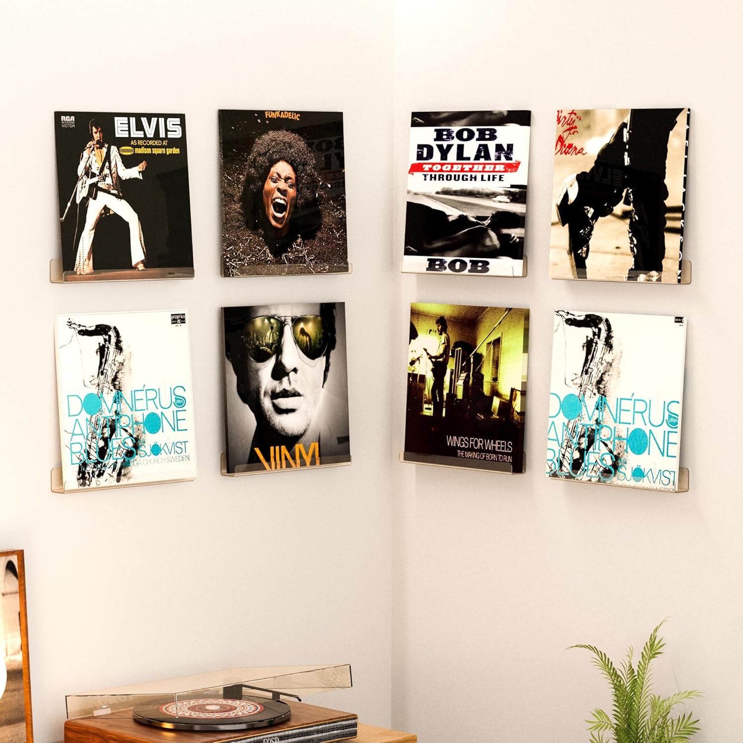 Upsimples 8 Pack Vinyl Record Wall Mount Shelves - 12" Clear Acrylic Album Display & Storage | Perfect for Kids Bookshelf, Magazine Rack, Wall Decor