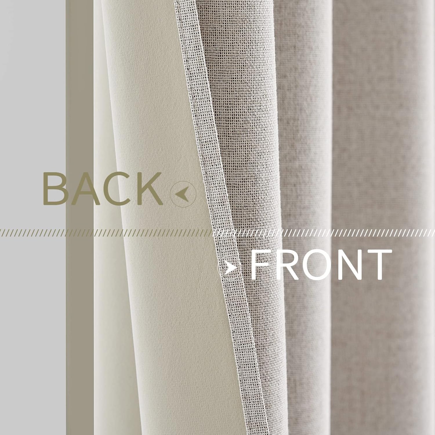 MIULEE 100% Blackout Linen Textured Curtains - Thermal Insulated Ivory Grommet Drapes | 62 x 96 Inch (2 Panels)
