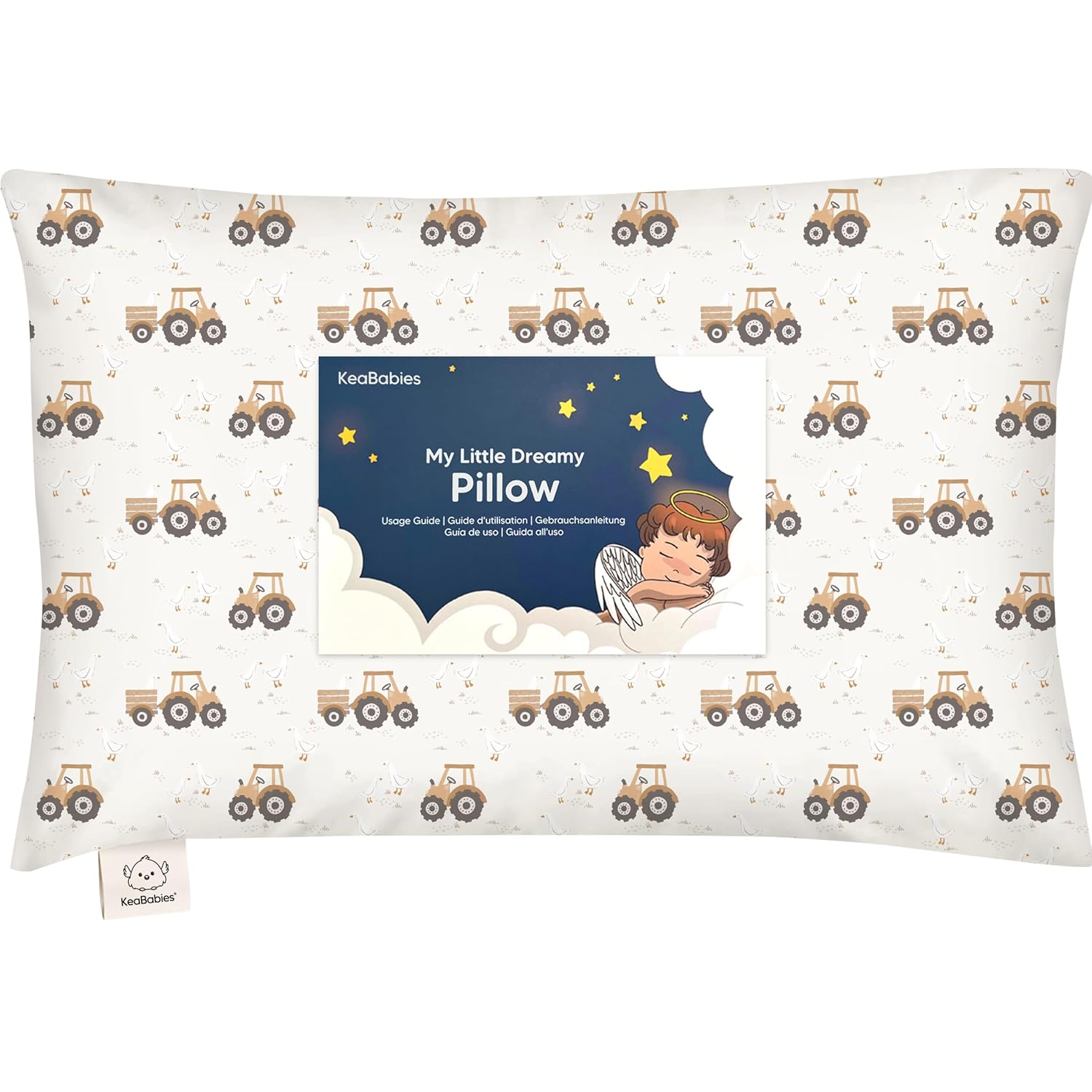 My Little Dreamy Toddler Pillow - Organic Cotton 13x18 Travel Bed Pillow, Soft & Breathable for Ages 2-5 (Tractor)