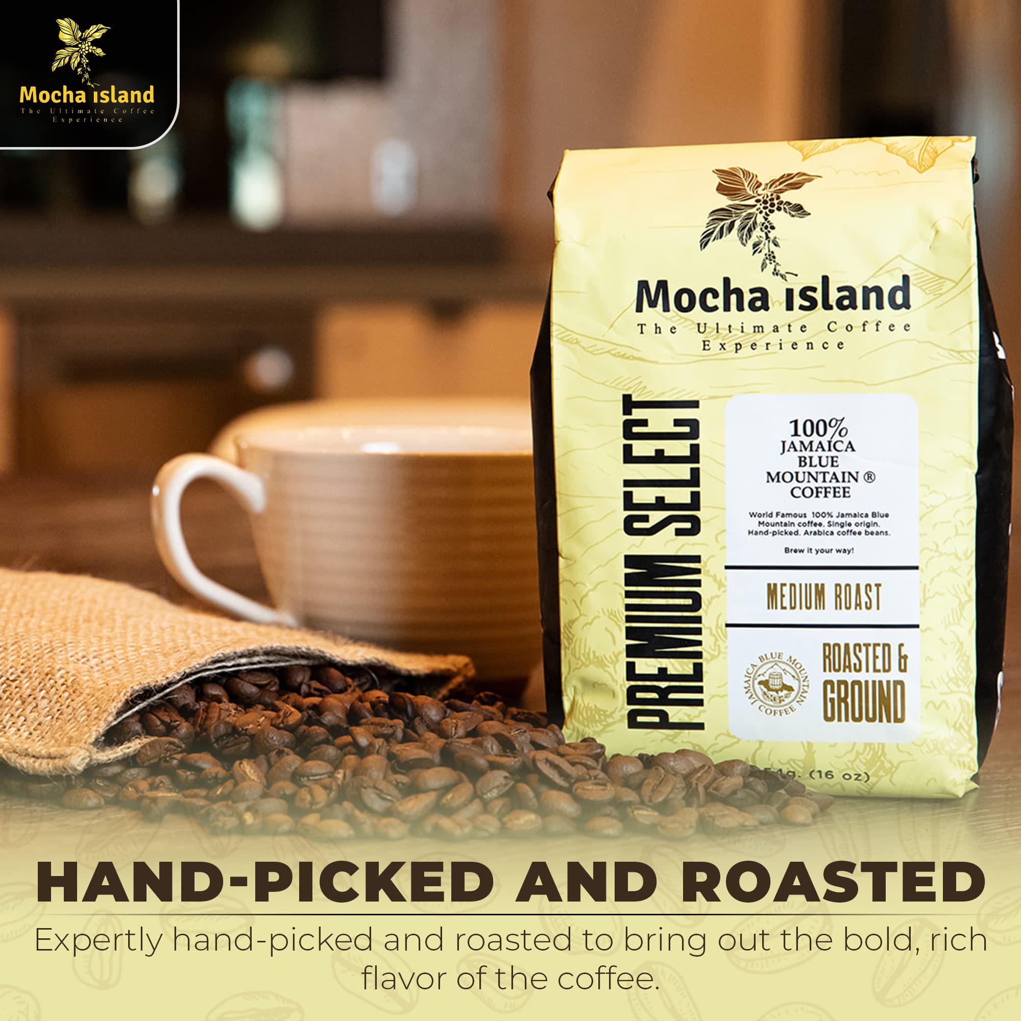 Mocha Island Blue Mountain Coffee (Blue Mountain Coffee Ground, 1lb)