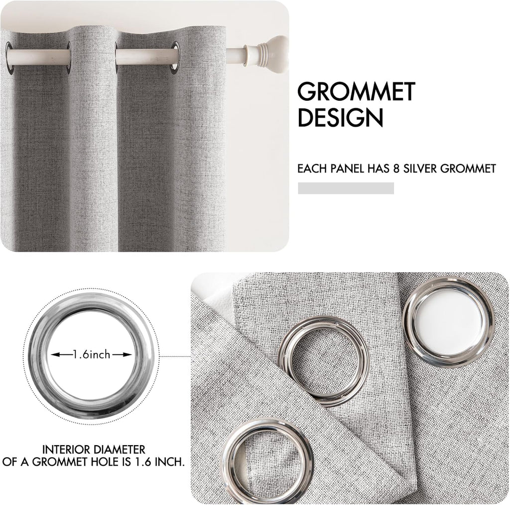 MIULEE Blackout Curtains - 100% Thermal Insulated Linen Texture | Light Gray, 52x72 Inch (2 Panels)