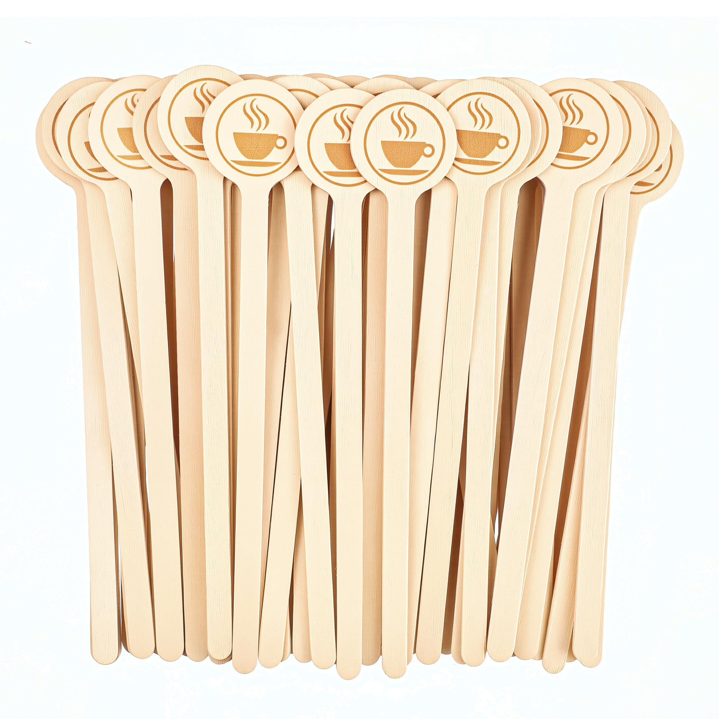 YANPROG Wooden Coffee Stirrers 100-Pack Coffee Stir Sticks 5.9 Inch Natural Birch Stir Sticks with Round Ends, Disposable Stirring Sticks for Coffee, Cocktails, Milk & Hot Drinks