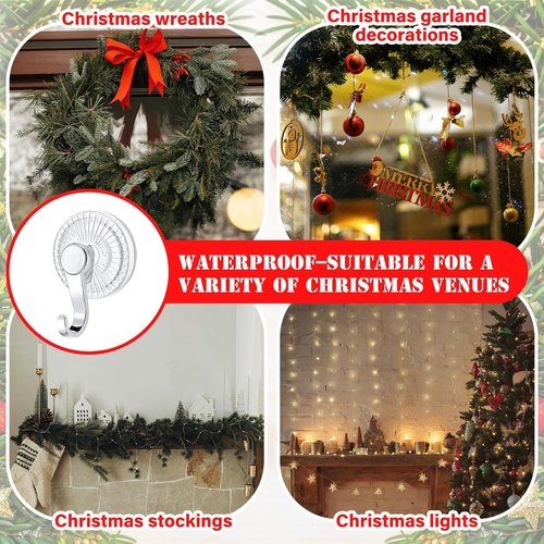 AceOrbit Heavy-Duty Suction Cup Wreath Hangers - 4 Pack Clear Hooks for Glass Doors & Windows