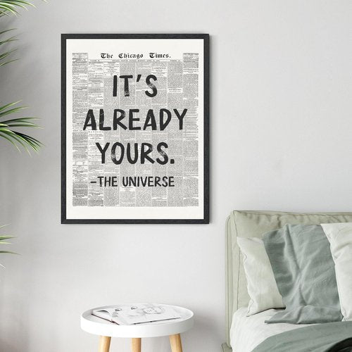 Licpach Retro Black and White Newspaper Wall Art - Inspirational Quote Poster | Motivational Canvas Print 8x12 Inch with Black Frame
