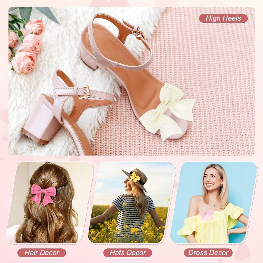M METERXITY Bow Shoe Clips - Elegant Satin Detachable Buckles for Women | 2-Pack, Perfect for DIY Decor & Weddings