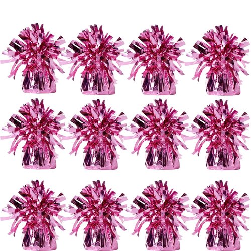 Moretreat Balloon weights, 12 pieces, aluminum foil, suitable for birthday parties, gatherings, weddings, dinners and other occasions, weight 0.36lb (Pink)