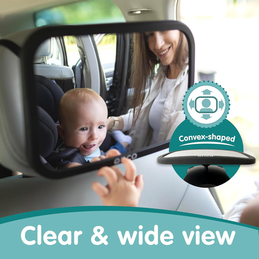Onco Baby Car Mirror - 100% Shatterproof & Shakeproof Rear Facing Mirror with 360° Rotation | 2 Pack (9.6 x 6.9 in)