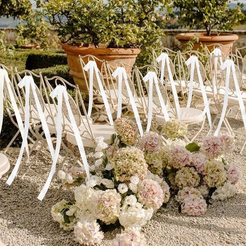 Elegant Wedding White Ribbon Bows by 24 Pcs | Decorative Chair Sashes for Bridal Showers & Ceremonies