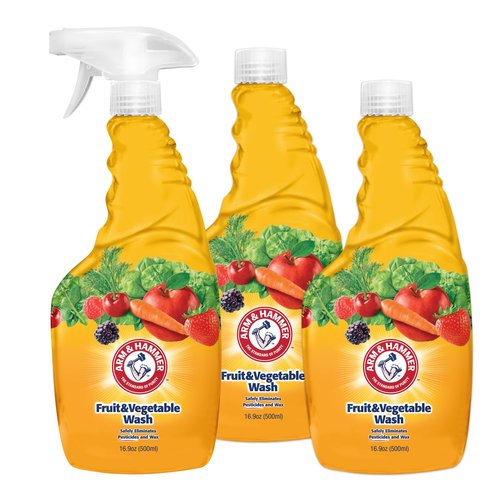 Arm & Hammer Fruit & Vegetable Wash, Produce Wash, Produce Cleaner, Pack of 3, 16 oz. Bottles, 1 Trigger (Packaging May Vary)