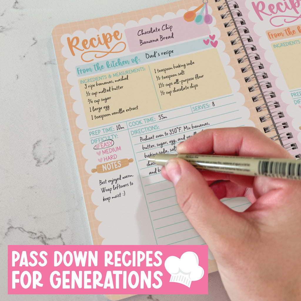 Hadley Designs Blank Recipe Book to Write in Your Own Recipes - Spiral Recipe Notebook, Cookbook Blank Journal, Make your Own Cookbook, Recipes Notebooks to Write in, Graduation Gifts 2026
